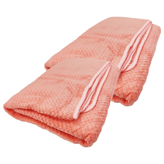 小麥購物 C549 菠蘿格珊瑚絨浴巾 140 x 70cm, 櫻花粉, 1條, 2條