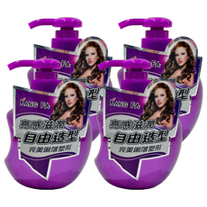 KANG FA 康髮 奇異繽紛水漾保濕雕 260ml, 自由造型 速乾不黏手 含保濕成分 葡萄紫, 4瓶