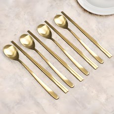Willive 不鏽鋼 Royce 湯匙筷子組, 4組, 亮面金, 湯匙+筷子