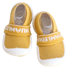 韓國最新學步鞋 - 芥末黃 針織棉材質 防滑膠底, 13.5cm