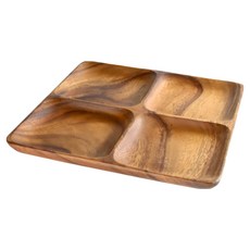 SADOMAIN 仙德曼 洋槐原木餐具/廚房餐具/露營用品/料理盤 4格托盤, 1個, 原木色