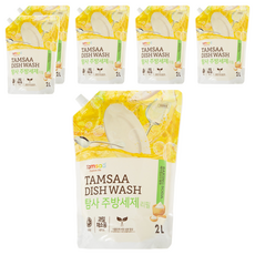Tamsaa 小蘇打蔬果碗盤清潔液補充包, 2L, 6包