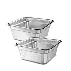 KitchenArt 不鏽鋼方形洗碗桶 8L + 穿孔洗碗桶 8L, 1組