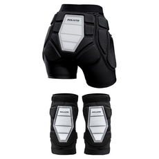 SULAITE EVA滑雪護具防摔護臀褲+護膝組 黑色 XXL, 1組