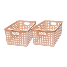 inomata 桌面零食收納筐 物品收納籃, 粉色, 2個