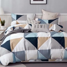 J-bedtime 床寢時光 抗敏100%純棉兩用被鋪棉床罩6件組 台灣製 VG9187M, 三角幾何, 雙人