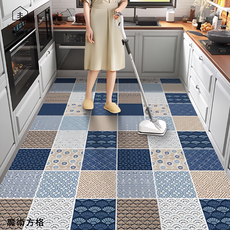 復古花紋PVC皮革廚房地墊, 150 x 120cm, 魔術方格, 1個
