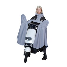 都市時尚一件式斗篷雨衣-有鏡套 25絲厚度耐磨耐用, 黑拼藍色, 均碼