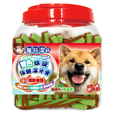 JOY FOOD 喜樂寵宴 每日潔 雙色螺旋保健潔牙骨 關節養護, 1罐, 800g, 培根牛 + 葉綠素