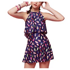 Summerlove 02~03大女連身帶裙, 連身裙+泳帽(附泳動式罩杯), 聚酯纖維83% 彈性纖維17%, L, 954