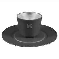 STANLEY 台灣公司貨 The DayBreak 晨光時刻 雙層不鏽鋼濃縮咖啡杯盤組, 消光黑, 1組