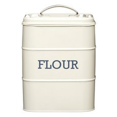 KitchenCraft 復古麵粉密封罐 奶油黃 附蓋防塵 容量3.4L, 280 x 190 x 140mm, 1個