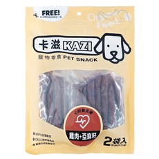 KAZI 卡滋 心肝寶貝棒 犬用零食 低鹽份 低脂肪 2袋入, 雞肉 + 亞麻籽, 200g, 1袋
