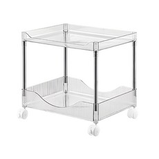 FAmILyLIFE 生活 高質感加大加厚附輪活動置物架 2層款, 透明白, 1個