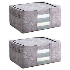 大容量可折疊收納箱 粗麻紋牛津布, 布藝, 22L, 2個