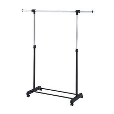 USEFUL DESIGN 悠室屋 單桿重型衣架, 堅固穩重, 可居家商用, 整體電鍍, 美觀耐用, 黑色, 89.5-155 x 44 x 96-170cm