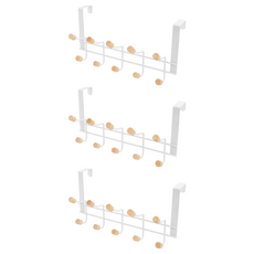 TRENY 日式經典門後掛勾 五勾 鐵製 410g 最大門板厚度4.5cm, 白色, 3個