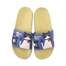 kUSUgURU JAPAN 日本眼鏡貓 拖鞋 防水防滑柔軟厚底室內外拖鞋 Mokemimi系列, 藍色, 24~24.5cm