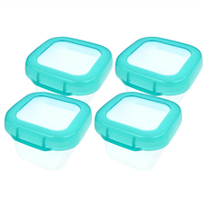 OXO tot 好滋味冷凍儲存盒- 適合分裝儲存/冷凍副食品 完全密封防止外漏 托盤可堆疊收納不占空間, 120ml, 靚藍綠, 4個