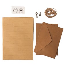 Mandeul Habi 高級牛皮紙復古信紙信封包裝組, 1組, 行(信紙)、隨機出貨(貼紙)
