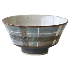 AWASAKA 粟坂 RACHE格紋飯碗 (藍黑芝麻) 瓷土 日本岐阜縣產, 1個