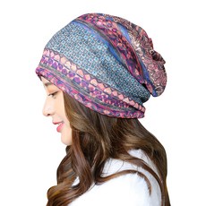 頭巾帽 質感面料亮眼配色時尚吸睛, 藍色, 適合頭圍52~58cm