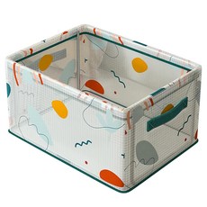 Mass 生活好物 卡通鋼架抽屜式衣櫃折疊收納箱 衣物玩具雜物收納 帶提手, 特大號(40 x 30 x 25cm), 幾何植物, 1個