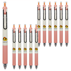 PENROTE 筆樂 胡子碰碰拼色中性筆 藍墨 12支 白色,可愛卡通圖案,書寫流暢