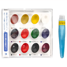 Kuretake 吳竹 透明水彩盤 迷你水筆, 12格, 1組
