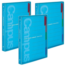 KOKUYO 國譽 Campus 26孔 B5活頁夾，附彩色標籤索引夾和透明收納袋, 藍色, 3本
