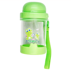 DOOBY 大眼蛙 新彈跳吸管水壺, 綠色, 330ml, 1個