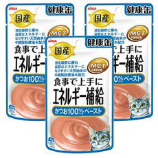 AiXiA 健康缶 能量補給軟包 肉泥質地 容易入口 吸收力佳 全貓適用 鰹魚基底, 鰹魚 泥狀, 40g, 3包