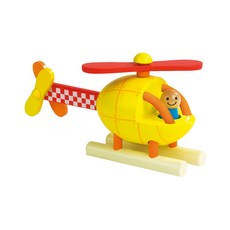 Janod 磁性拼裝積木 直升機, 適合2歲以上幼兒, 訓練手眼協調, 直升機 黃色, 1組