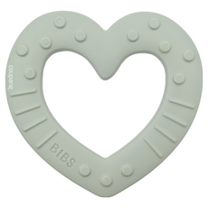 BIBS Baby Bitie 固齒器，愛心造型，柔軟材質，易於小手抓握，舒緩寶寶長牙期不適, 單件, 愛心灰綠, 1個