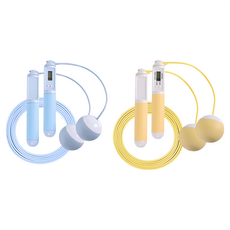 LEADER X 高階智能計數跳繩組 快速燃脂有氧減肥 兩用設計, 手柄(19 x 3cm) + 無線球(直徑6.5cm) + 有線繩長(280 x 0.2cm), 藍色 + 黃色, 1組