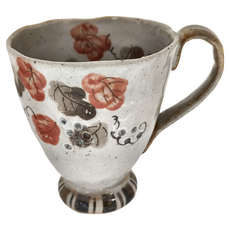 手作赤葡萄馬克杯 陶瓷材質 適用溫度 -30°C~100°C, 白色 + 紅色 + 咖啡色, 1個