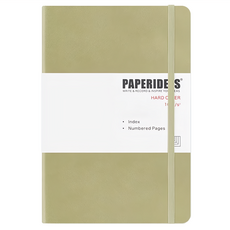 PAPERIDEAS A5 硬皮橫線筆記本, 188頁, 100g純木漿無酸紙, 變色環保PU皮, 山梔茶, 1本