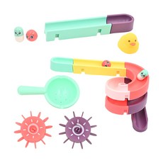 IngBaby 水道滑滑樂玩具 24件組, 堅固耐用ABS塑膠材質, 附有強力吸盤, 邊緣光滑設計, 混合色, 1組
