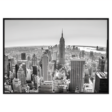紐約 New York 黑白城市天際線畫框, 黑色