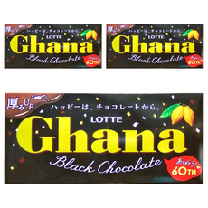 LOTTE 樂天 Ghana 加納 黑巧克力 （片裝）添加植物油, 50g, 3片