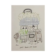 Sunny 三瑩文具 簡單小日常插畫明信片 7張, 咖啡小屋