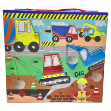 FLOSS&ROCK 角色扮演 積木 15片 木頭玩具 紙盒收納, 建築 多色, 1盒