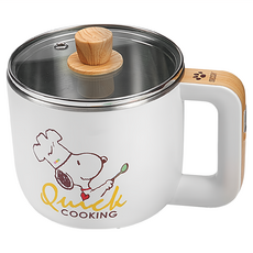 PEANUTS 吃貨系列 S19雙層防燙快煮鍋 1.2L 木紋款