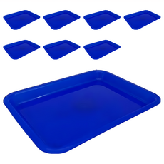 百貨King 300塑膠長方盤 滴水盤 托盤 餐盤 藍色 8個, 29.5 x 23 x 3cm