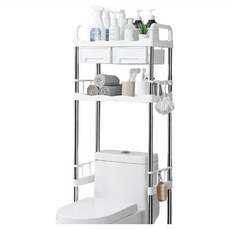 雙層不銹鋼馬桶置物架 抽屜款, 1個, 白色