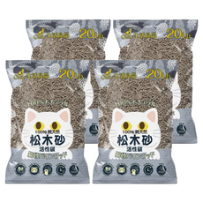 Catfeet 松木砂 除臭無異味 強力吸水 低過敏無塵 崩解型貓砂 20LB, 活性碳, 4袋
