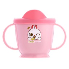 Edison 不鏽鋼學習杯附蓋 粉色 韓國製 304不鏽鋼材質, 兔子, 240ml, 1個