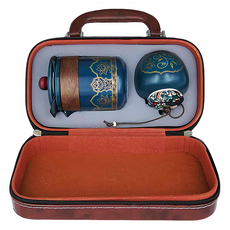 Kiyodo 古韻泡茶組, 壺身 230ml + 茶葉罐 180ml + 杯 45ml 3個 + 皮套 + 茶巾, GL-304, 1組