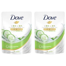 Dove 多芬 Go Fresh 清爽柔膚沐浴露 補充包 小黃瓜 x 綠茶, 親膚益生元小分子, 580g, 2包