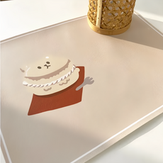 沐慕家居 隔熱餐墊熊 4張1組, 40 x 60cm, 馬卡龍熊 奶茶色, 1組